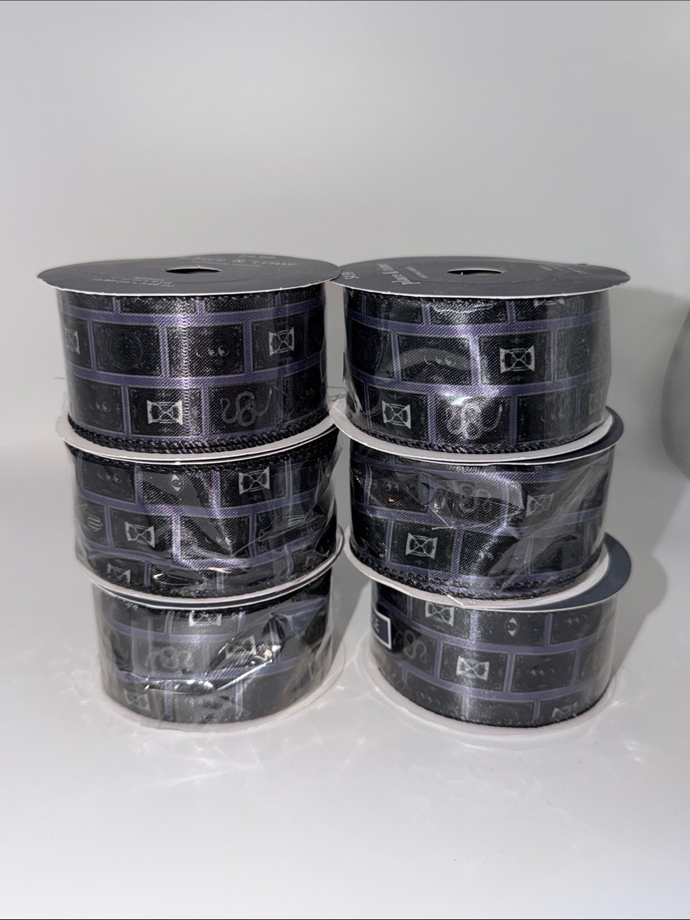 Halloween Gothic Tile Snake Eye Wired Edge Ribbon Spool Bundle Lot Spooky Craft - Picture 2 of 6